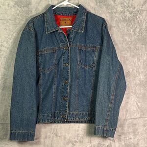 Chicos Medium Wash American Flag Jean Denim Jacket Coat Size 2